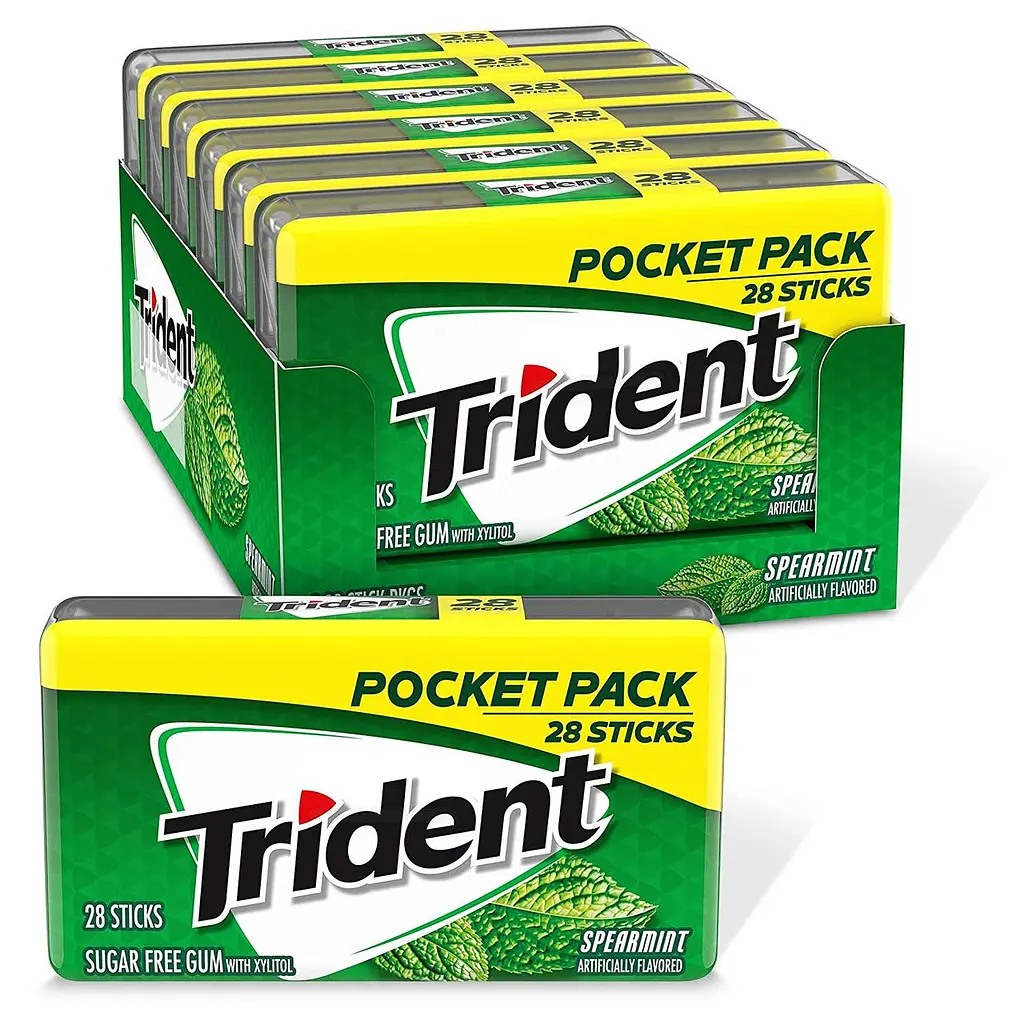 Жуйки Trident Spearmint Sugar Free Gum 28 Pieces - фото 3