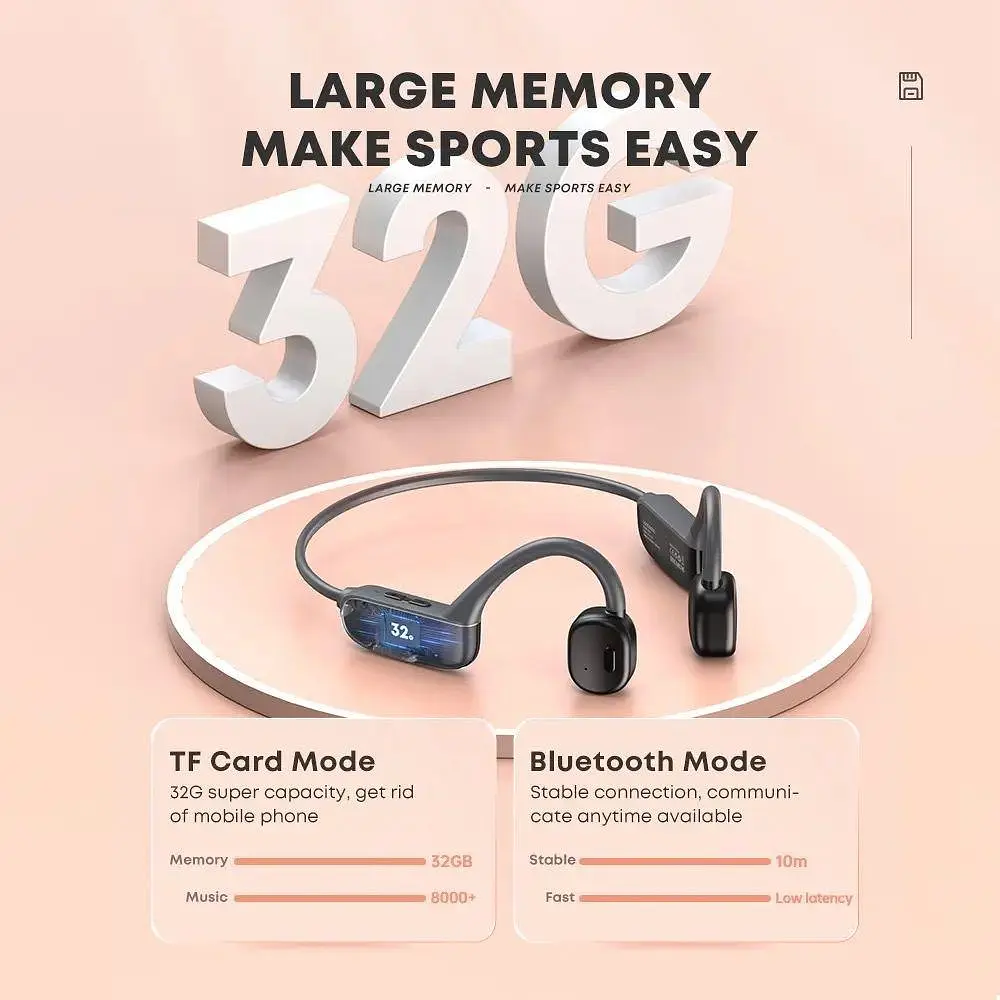 Бездротові спортивні кісткові навушники Langsdom Opetec Race Bluetooth-гарнітура з вбудованою пам'яттю 32G - фото 6