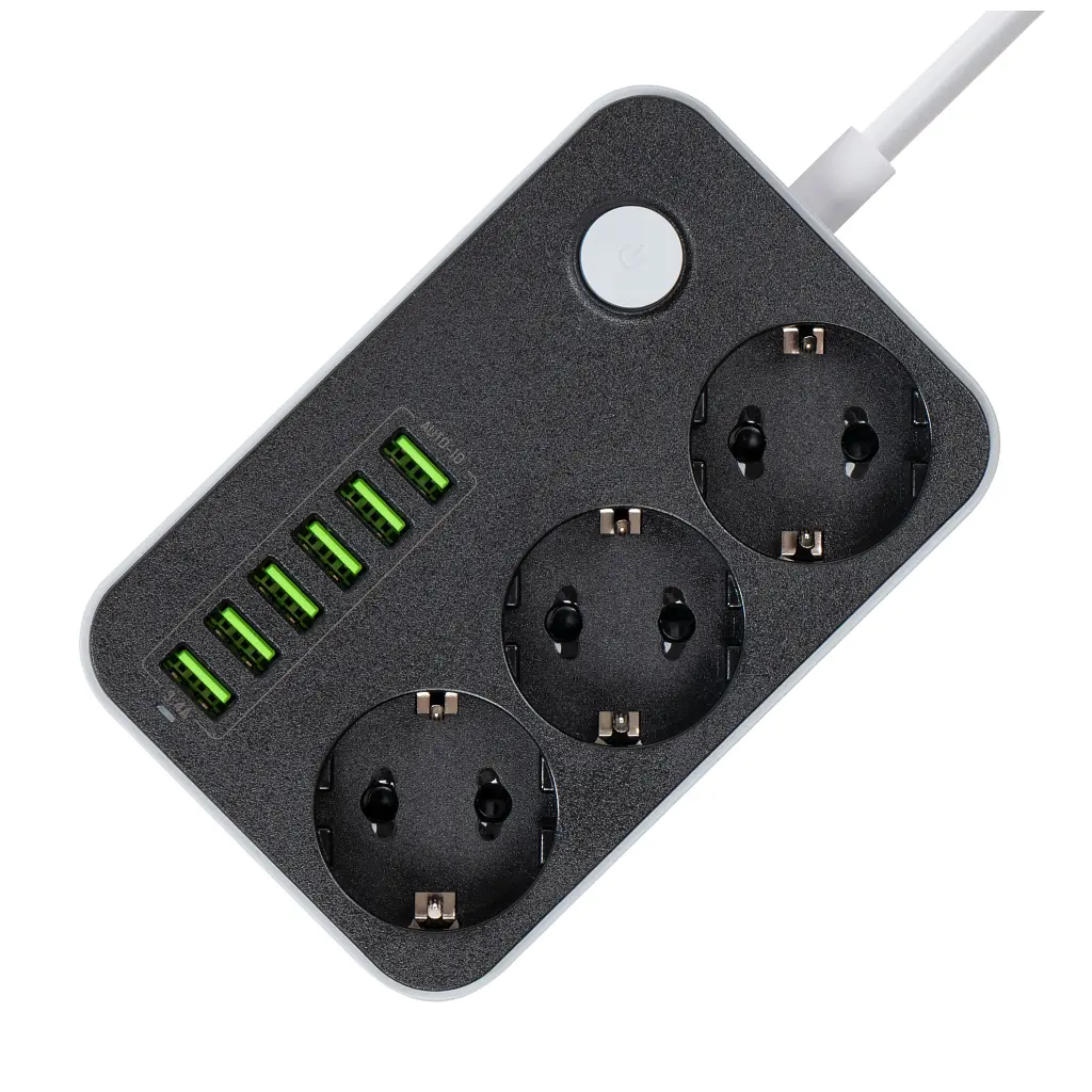 Мережевий фільтр живлення ColorWay CW-CHЕ36B, 3 розетки/6USB Black 1.8M (CW-CHE36B) - фото 4