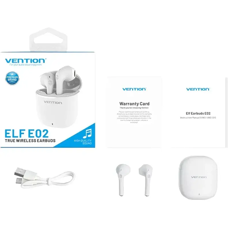 Навушники TWS Vention Elf Earbuds E02 White - фото 5