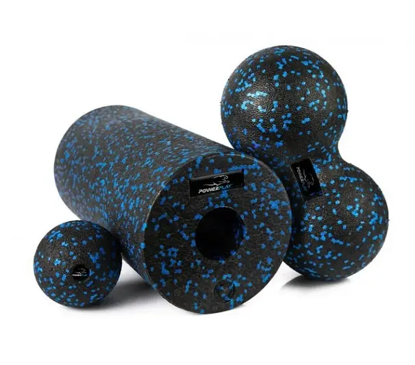 Набір для йоги PowerPlay PP_4008 EPP Foam Roller Set роллер + 2 масажні м'ячі Чорно-синій (PP_4008_Bl/Blue) - фото 2