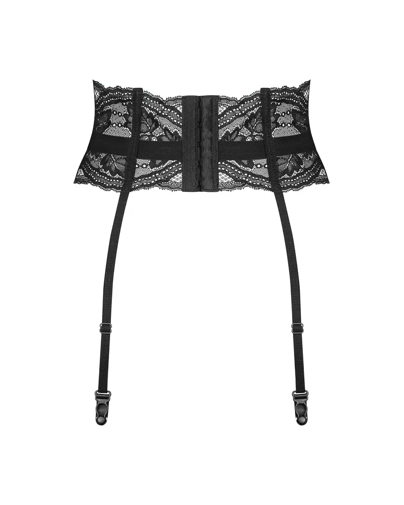 Пояс для панчіх Obsessive Nutris garter belt, XS/S, мереживний, з довгими пажами - фото 2
