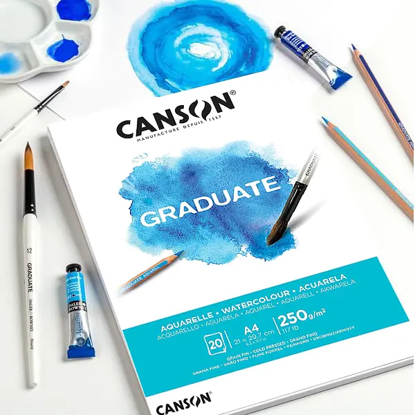 Склейка паперу для акварелі GRADUATE А4 (21х29,7см) 250г/м2 20л середнє зерно Canson - фото 4