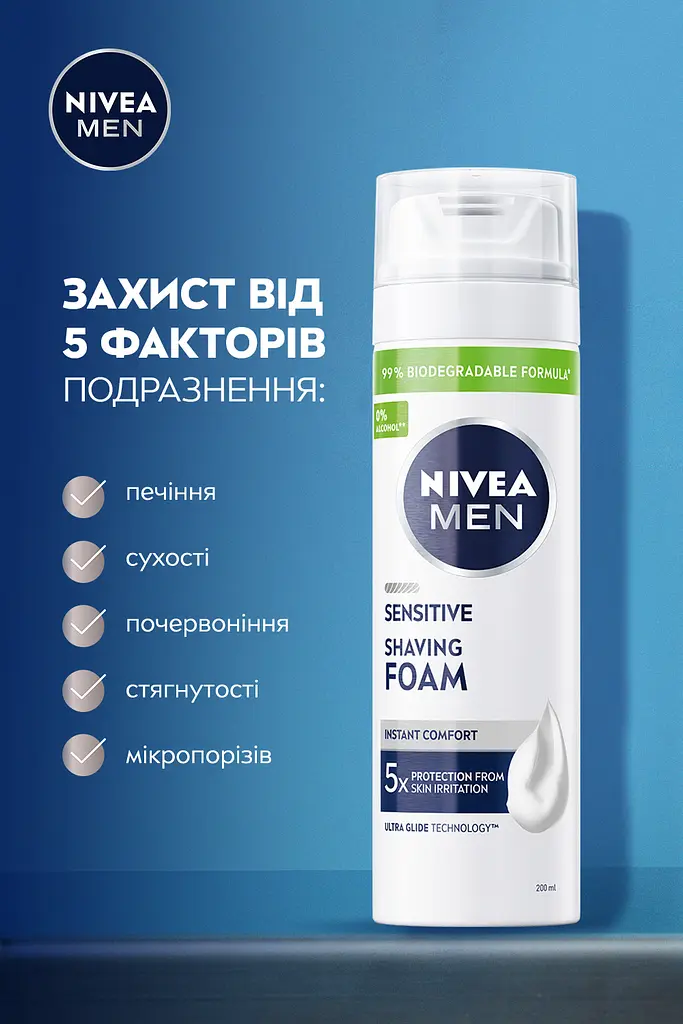 Пена для бритья NIVEA MEN для чувствительной кожи 200 мл - фото 3