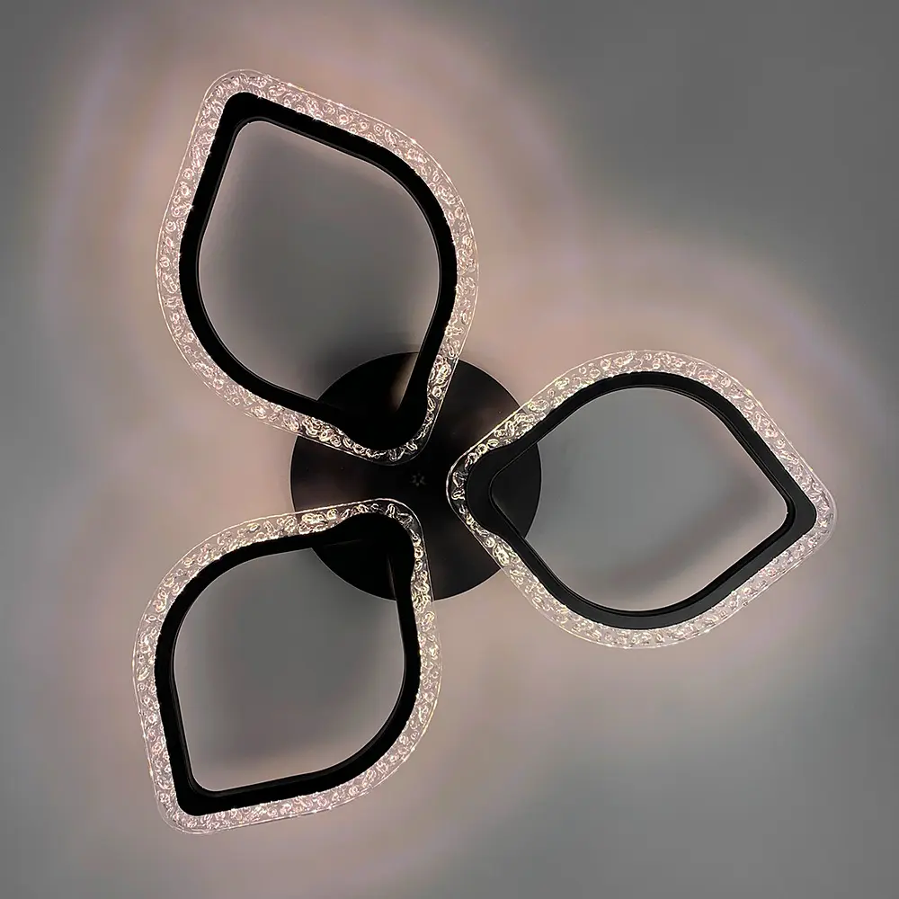 Потолочная LED люстра в черном корпусе на 3 листочка Line.F A 2522/3 - фото 2