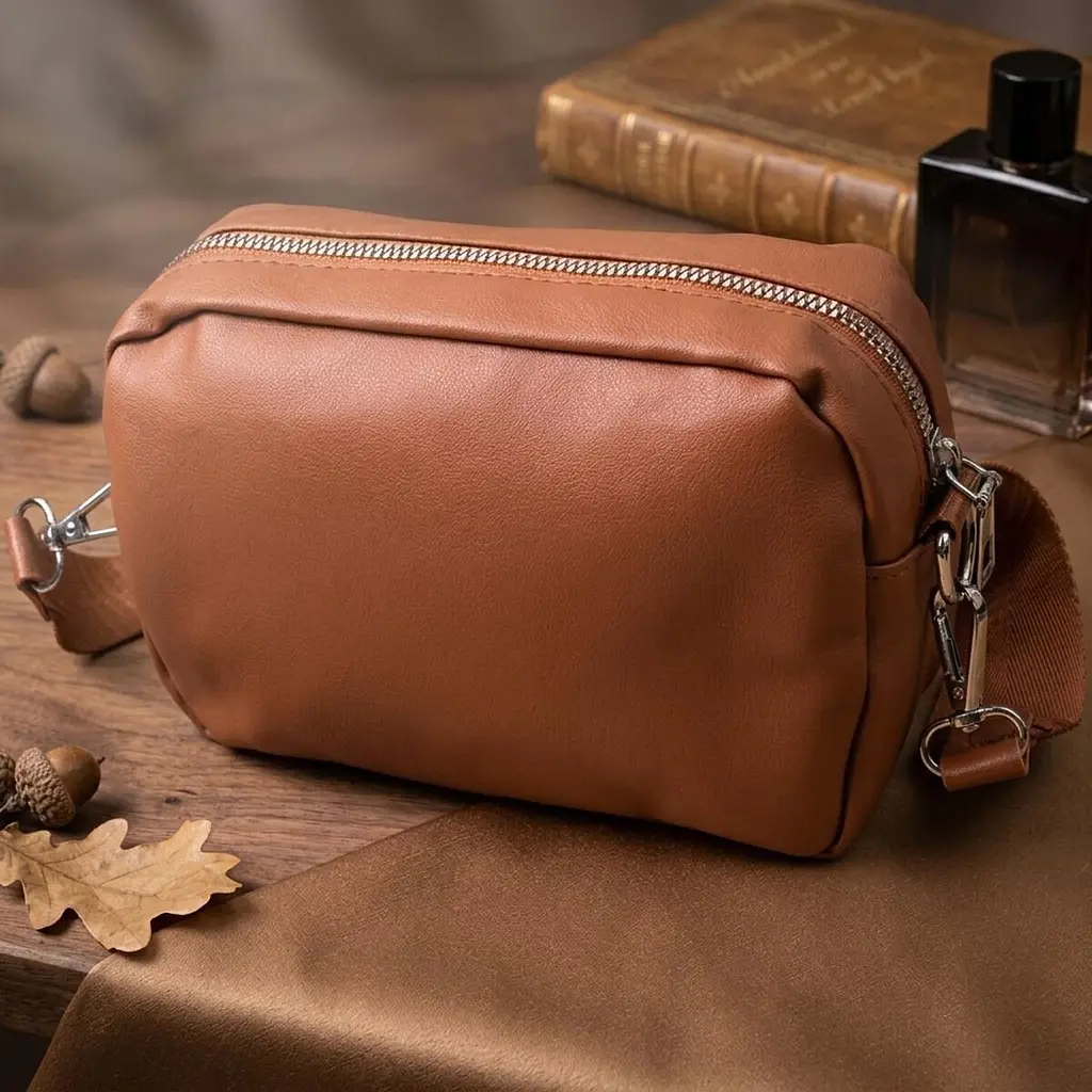 Жіноча сумка крос-боді з монетницею з екошкіри Vintage 22795 руда - фото 4