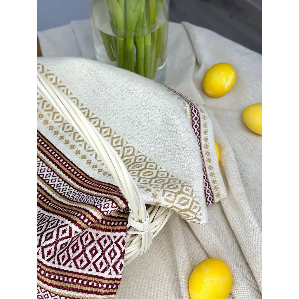 Комплект Пасхальная корзина Буковина маленькая с льняным полотенцем 45х30 см Луч и свечой - фото 7