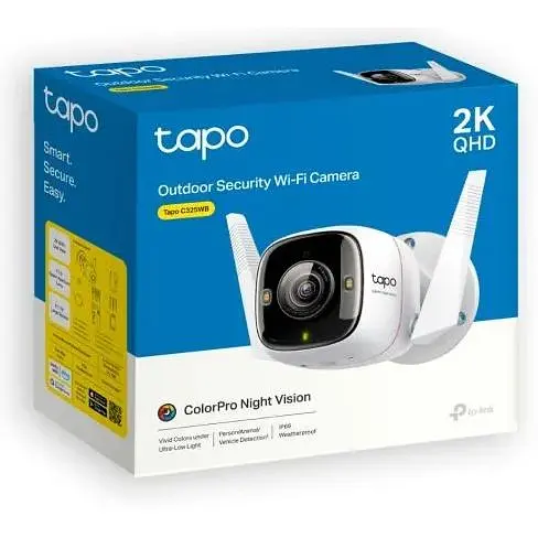 IP камера TP-Link Tapo C325WB, White, 4 Мп (2688x1520), 1/1.79" CMOS, H.264, f/1.0, Wi-Fi (2.4 GHz), угол обзора 127°, день/ночь, двухсторонняя аудиосвязь, iOS, IP - фото 2