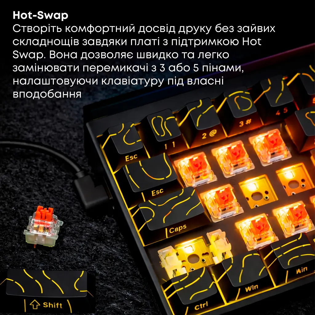 Клавіатура Ajazz NK68 Red Switch Black USB-C (NK68-R-S-B) - фото 15