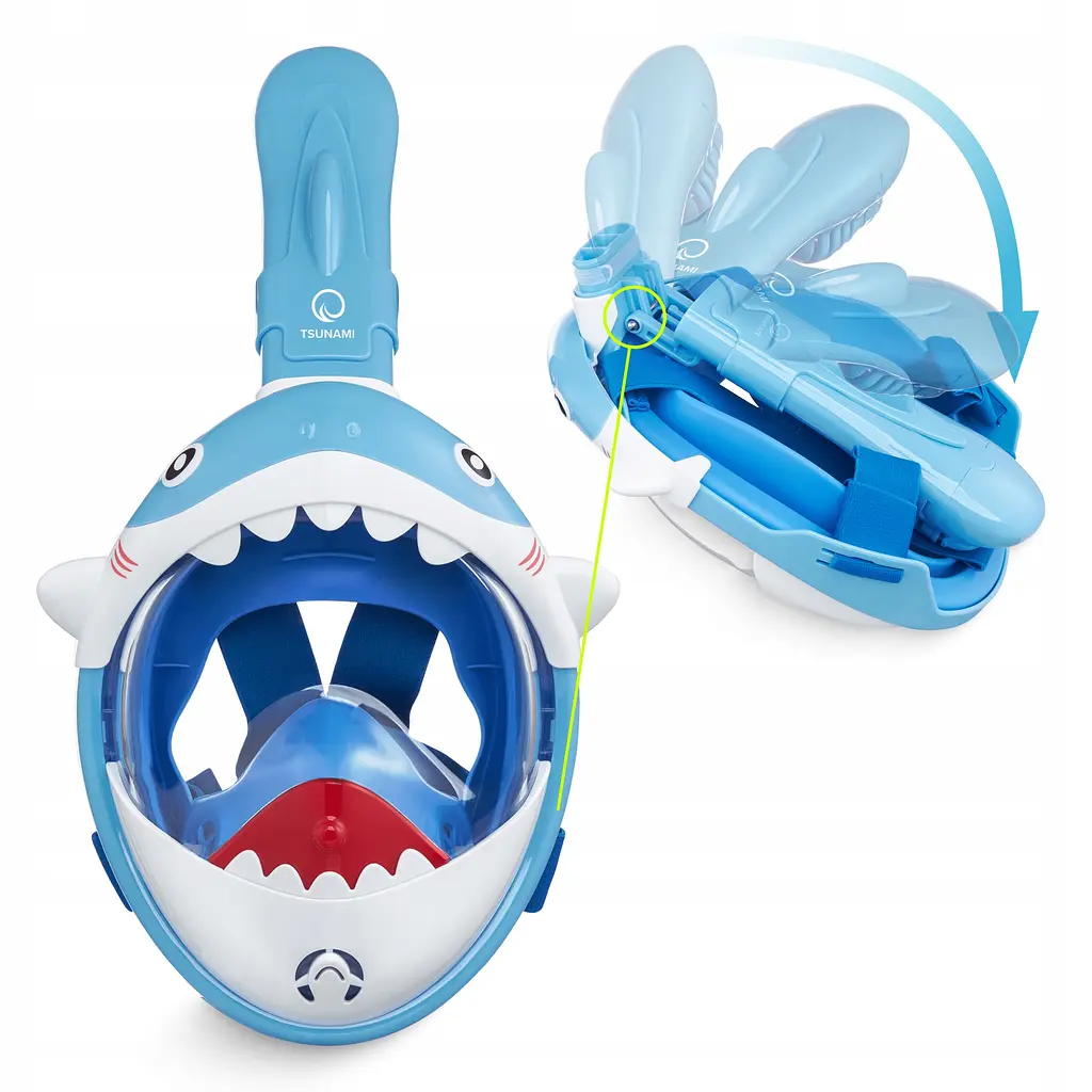 Маска для снорклінгу TSUNAMI Shark повнолицьова, дитяча Sky Blue (P-5907739318237) - фото 9