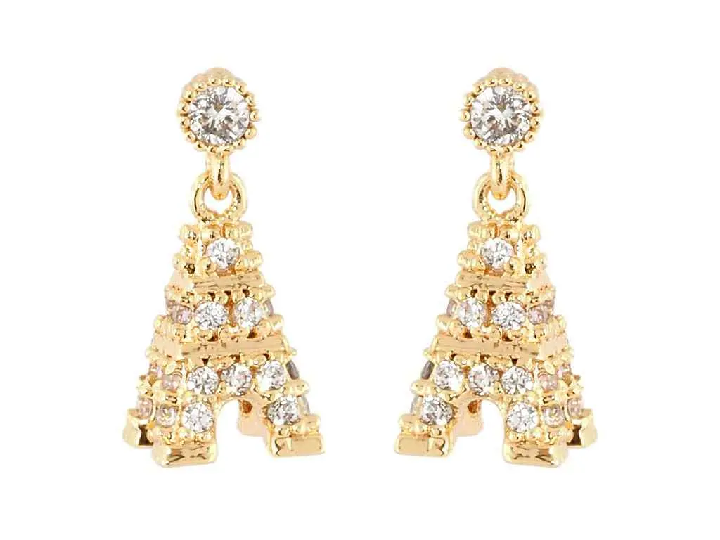 Сережки Xuping Позолота 18K пусети "Ейфелева вежа з цирконієм" (021254)