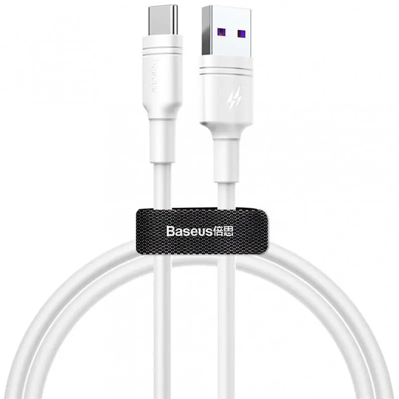 Кабель Baseus Double Loop Fast Charging Cable USB to Type-C 5A 1.0m CATSH-B02 White - фото 2