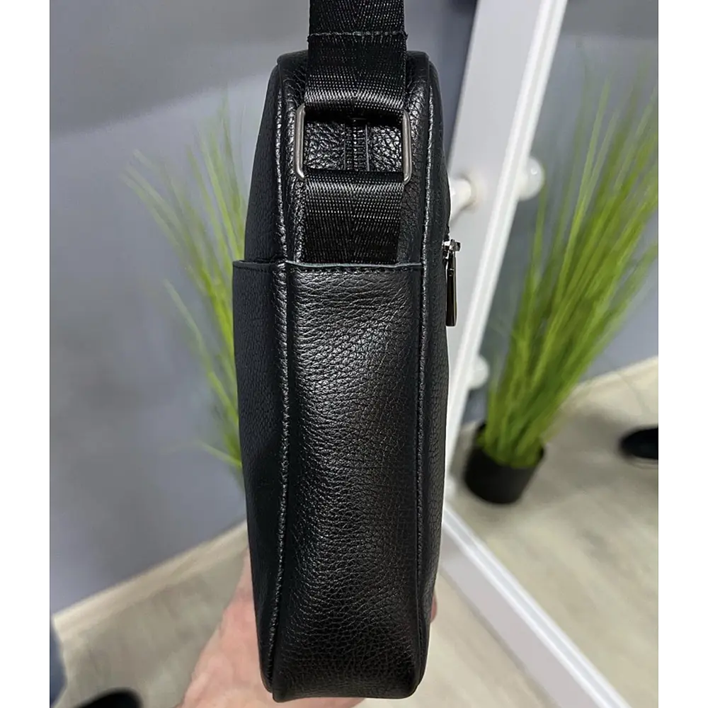 Сумка мужская черная кожаная Handycover S245 через плечо - фото 9