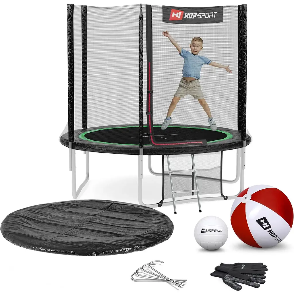 Батут Hop-Sport 8ft (244см) чорно-зелений з зовнішньою сіткою - фото 3