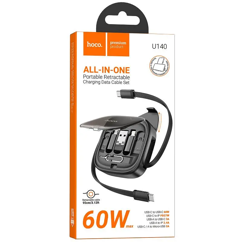 Дата кабель Hoco U140 with cable set 5in1 60W (0.95m) Black - фото 3