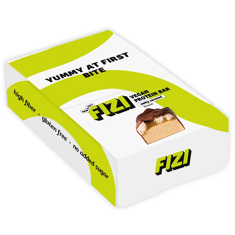 Батончик Fizi Protein Nutty Caramel протеїновий у шоколаді 40 г х 10 шт. шоу-бокс - фото 3