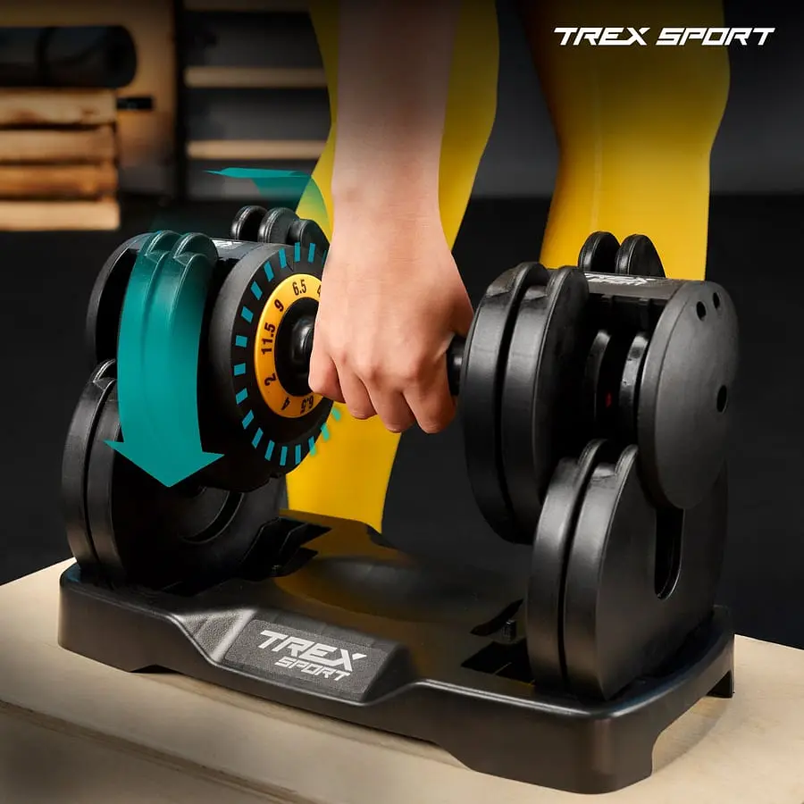 Гантель розбірна регульована Trex Sport 2-11,5кг чорний - фото 16