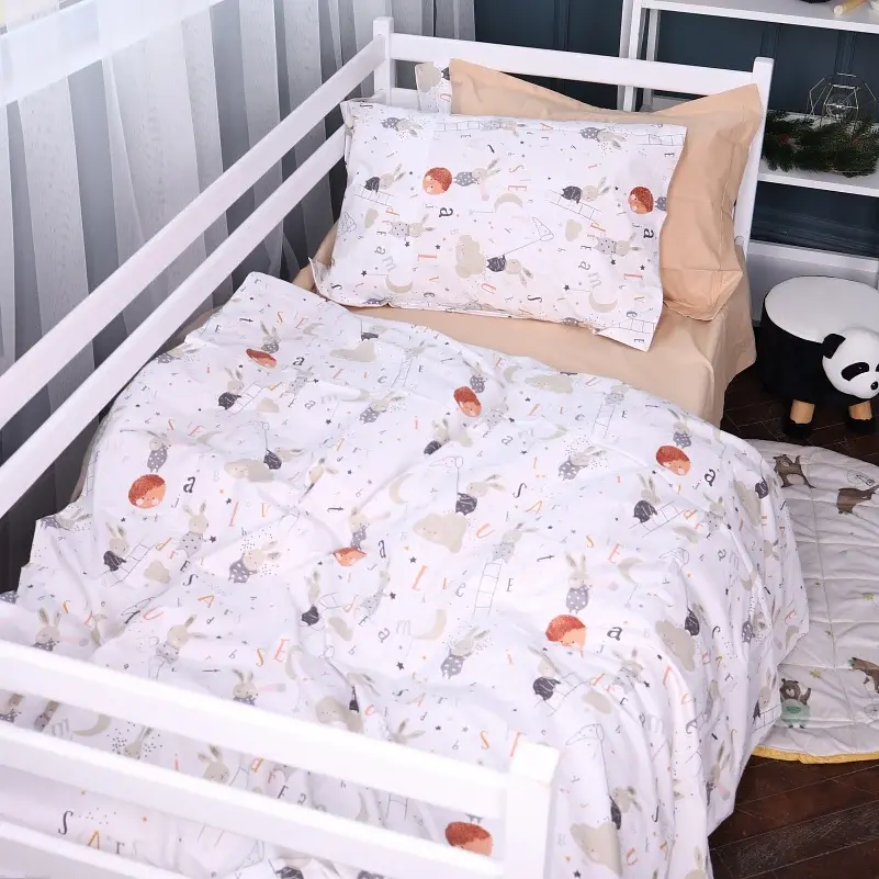 Наволочка MirSon Poplin Line Kids 06 Rabbit Alphabet 50х50 см темно-бежева (2200009716751) - фото 5