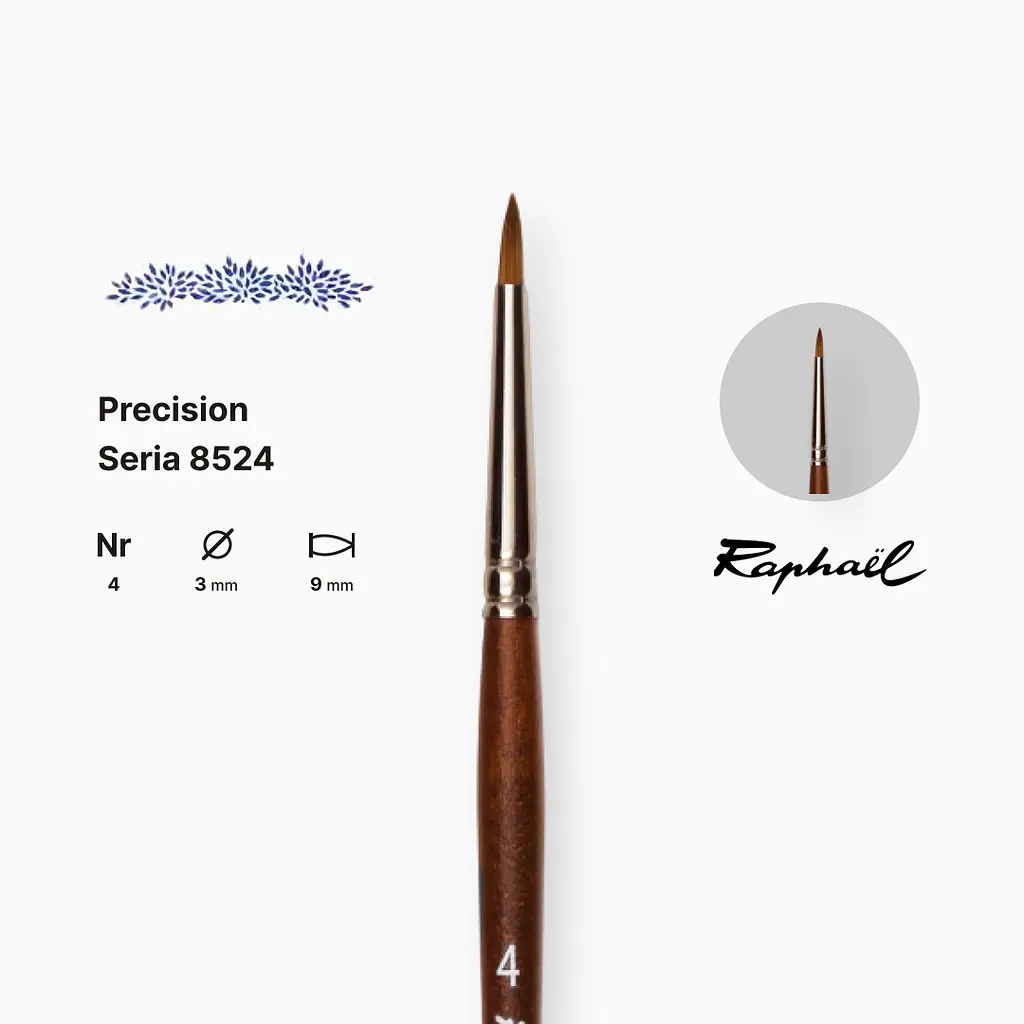 Пензель синтетика кругла (імітація соболя) Raphael Precision, №4, для ретуши, коротка ручка - фото 2