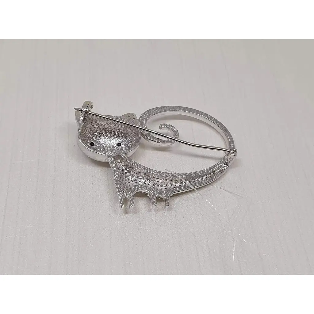 Срібна брошка Dear Кішка з фіанітами. 9011.1С - фото 3