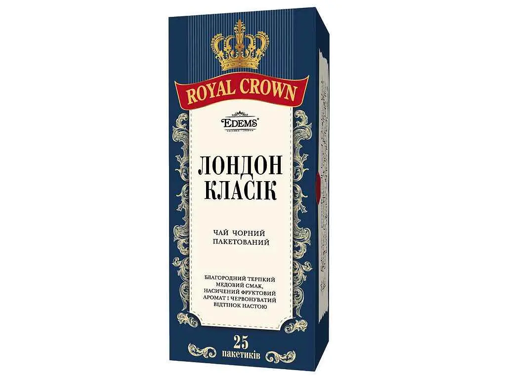 Чай пакетований чорний Royal Crown 2 г "LONDON CLASSIC" 25 пакетиків