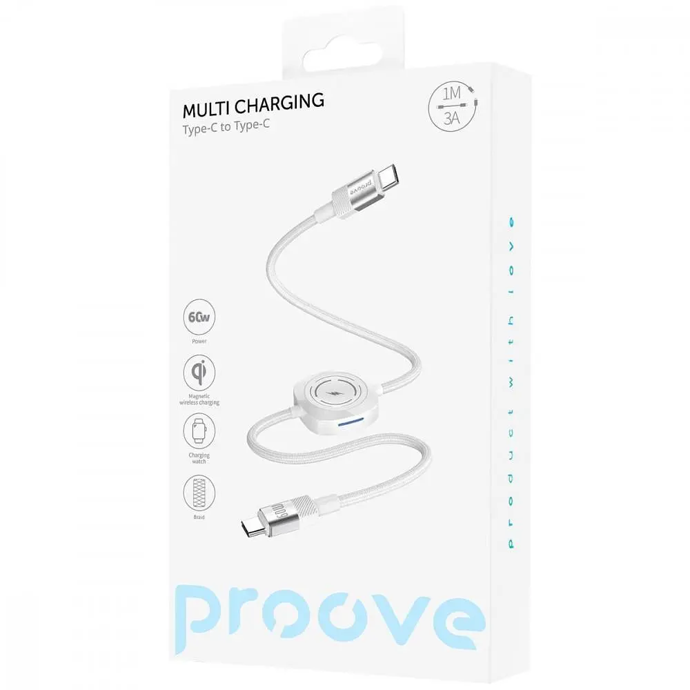 Кабель Proove Multi Charging Type-C to Type-C 60W white - фото 2