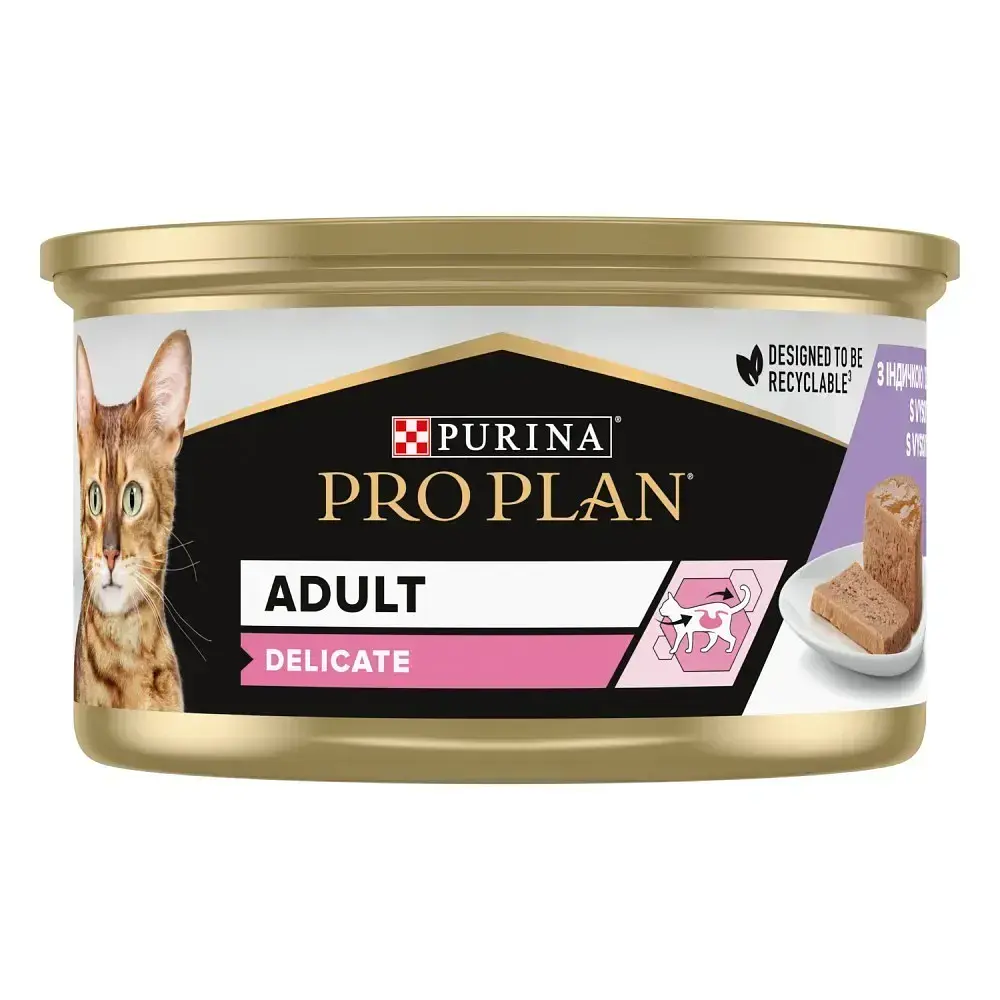 Вологий корм для котів Purina Pro Plan Adult Delicate мус з індичкою 85 г 12514185 - фото 2