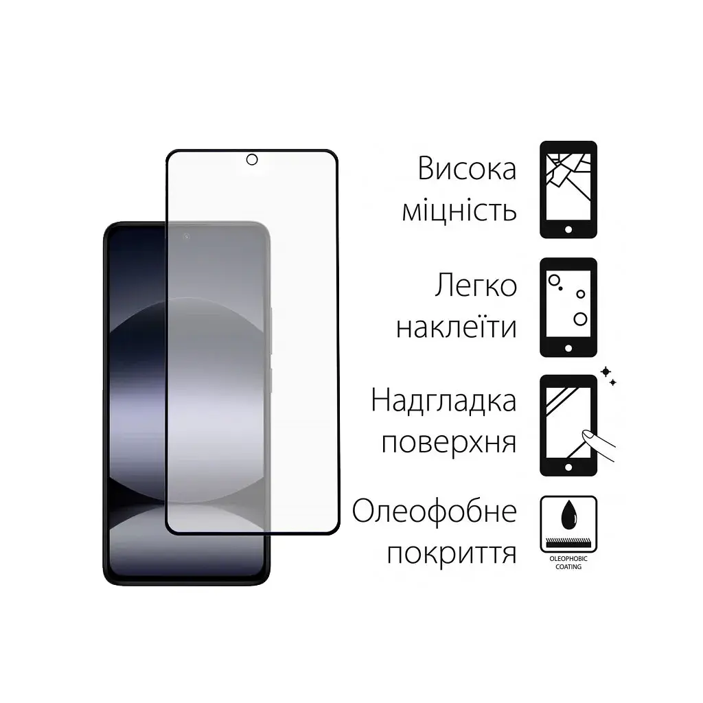 Скло захисне Dengos Full Glue Xiaomi Redmi Note 14 (black) (TGFG-381) - фото 2