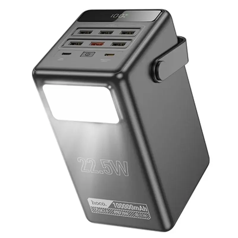 Батарея універсальна HOCO 100000mAh Endure 22.5W PD, QC, LED Lamp, Black (DB03 / 714721) - фото 3