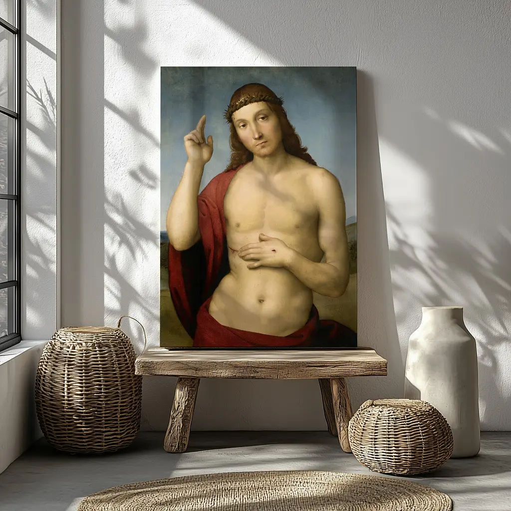 Інтер'єрна картина Благословення Христа, Рафаель, Raphael Santi, Christ Blessing , релігійний декор, 60×43 см (id6957) - фото 2
