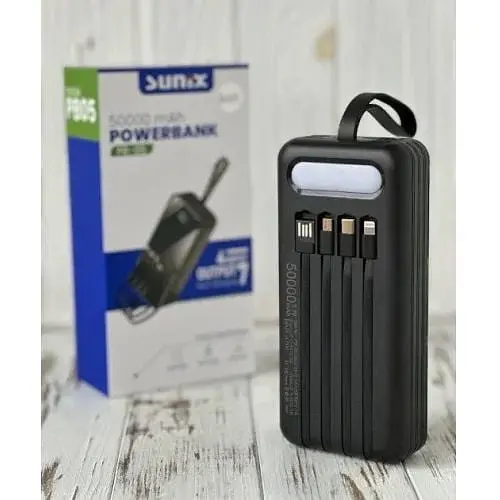 Внешний аккумулятор Sunix PB-05 50000 mah с лампой защищенный черный - фото 4