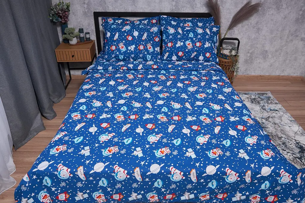 Пододеяльник Moon&Star Бязь Gold Люкс Space Cats Полуторный Евро 160x220 см - фото 2