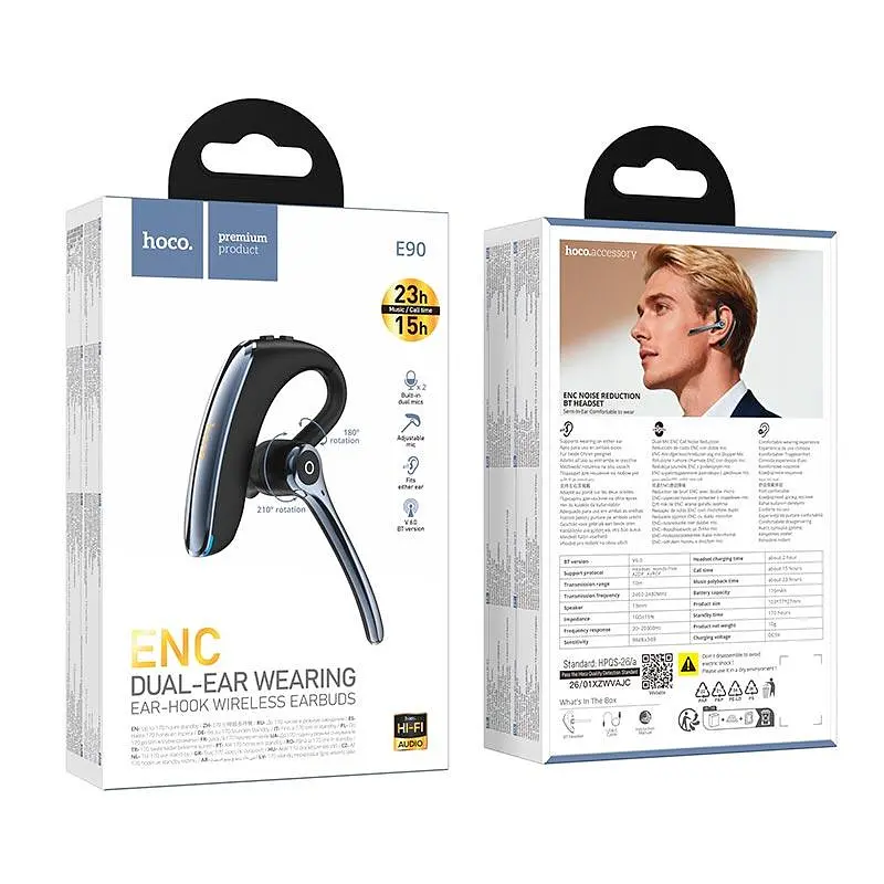 Блютуз-гарнітура HOCO Liya ENC noise reduction BT headset E90 |BT6.0. 15/23h| - фото 2