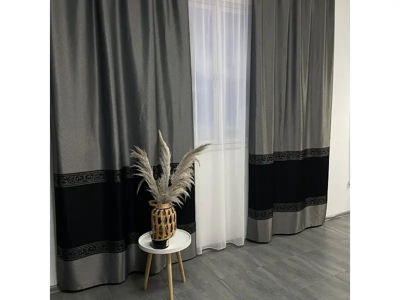 Жакардові штори сірого кольору на тасьмі 2шт. 140х270 ALBO pbe0052412 - фото 9