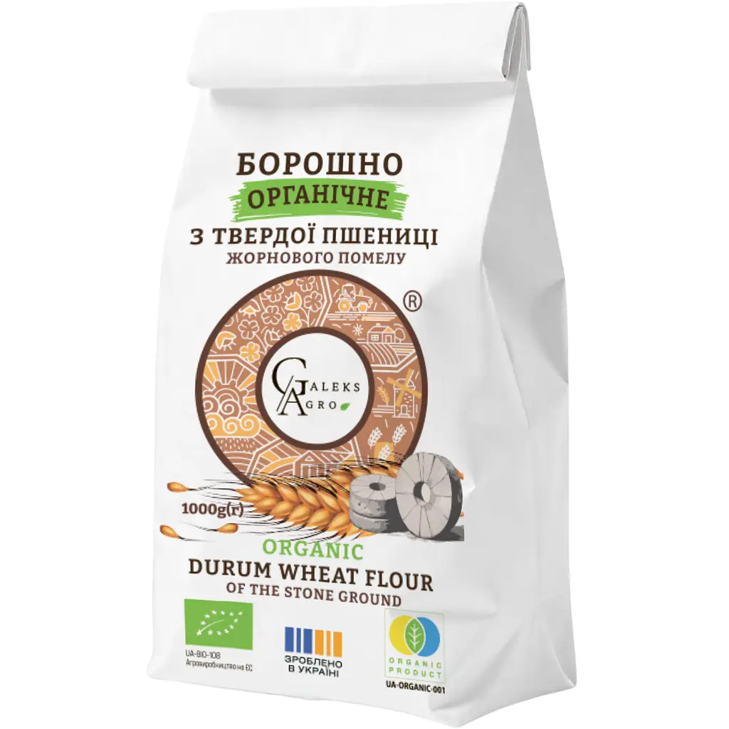 Борошно Galeks-Agro з твердої пшениці цільнозернове органічне 1 кг