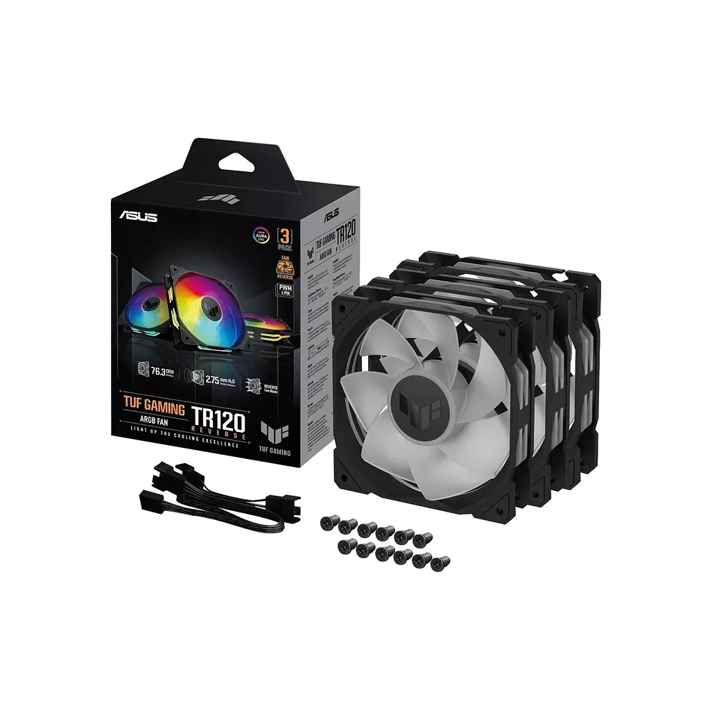 Кулер до корпусу ASUS TUF Gaming TR120 ARGB Reverse Triple Pack Black (90DA00D0-B09020) - фото 12