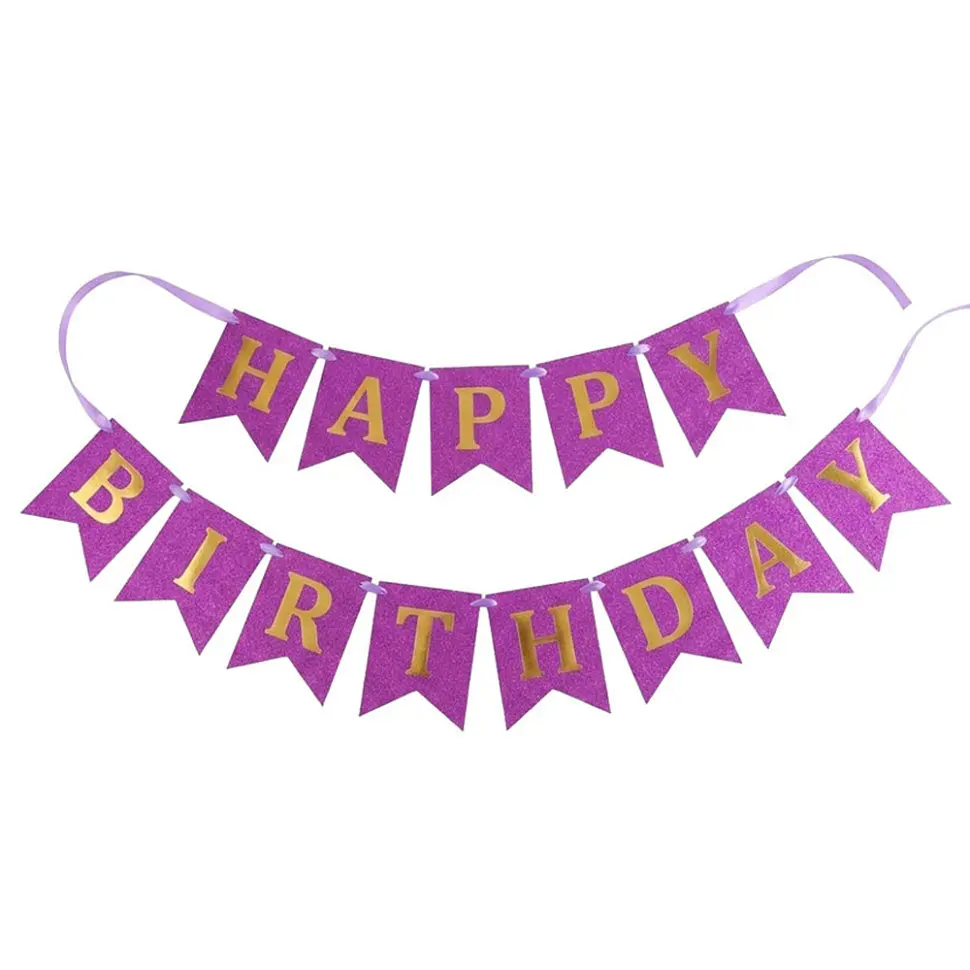 Гірлянда з прапорцями "Happy Birthday" MK 5955(Pink) рожева - фото 2