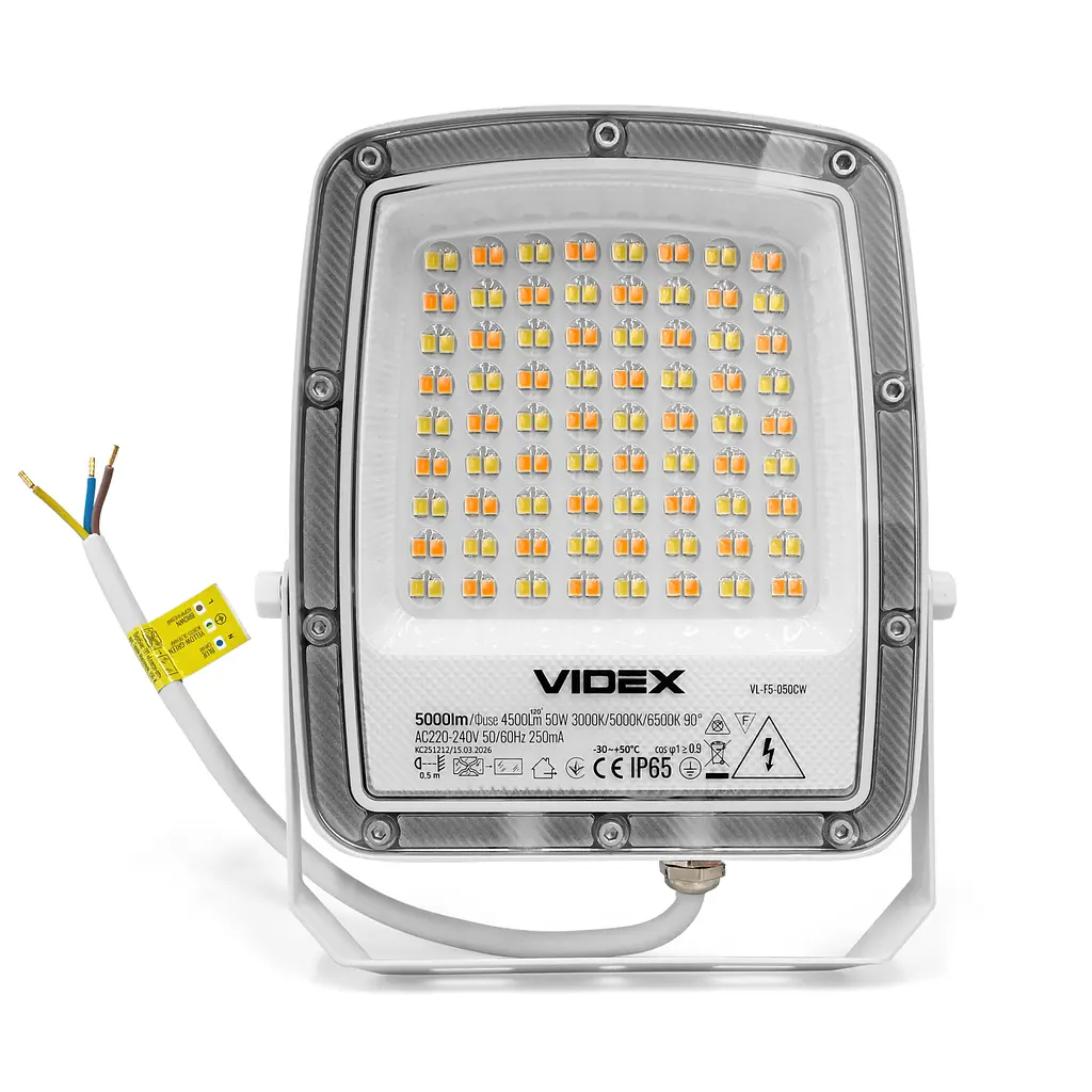 LED прожектор Videx F5 50W 3000-5000-6500K 230V білий (VL-F5-050CW) - фото 2
