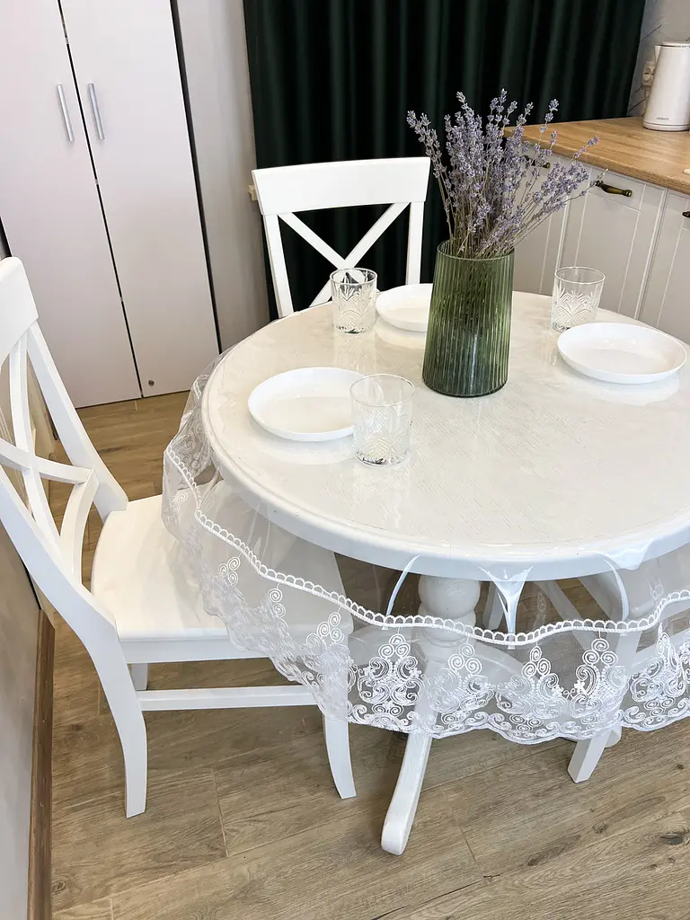 Силіконова скатертина з білим мереживом Петек 15 см 310х140 см - фото 10