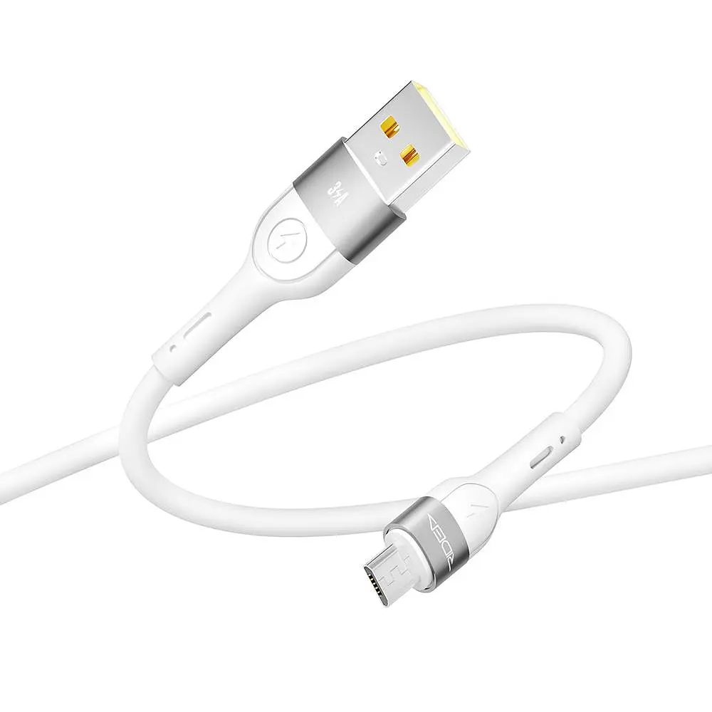Кабель для подзарядки USB Ridea RC-XS51 X-Silicone USB-MicroUSB 60W 20V/3A 1.2 м Белый - фото 6