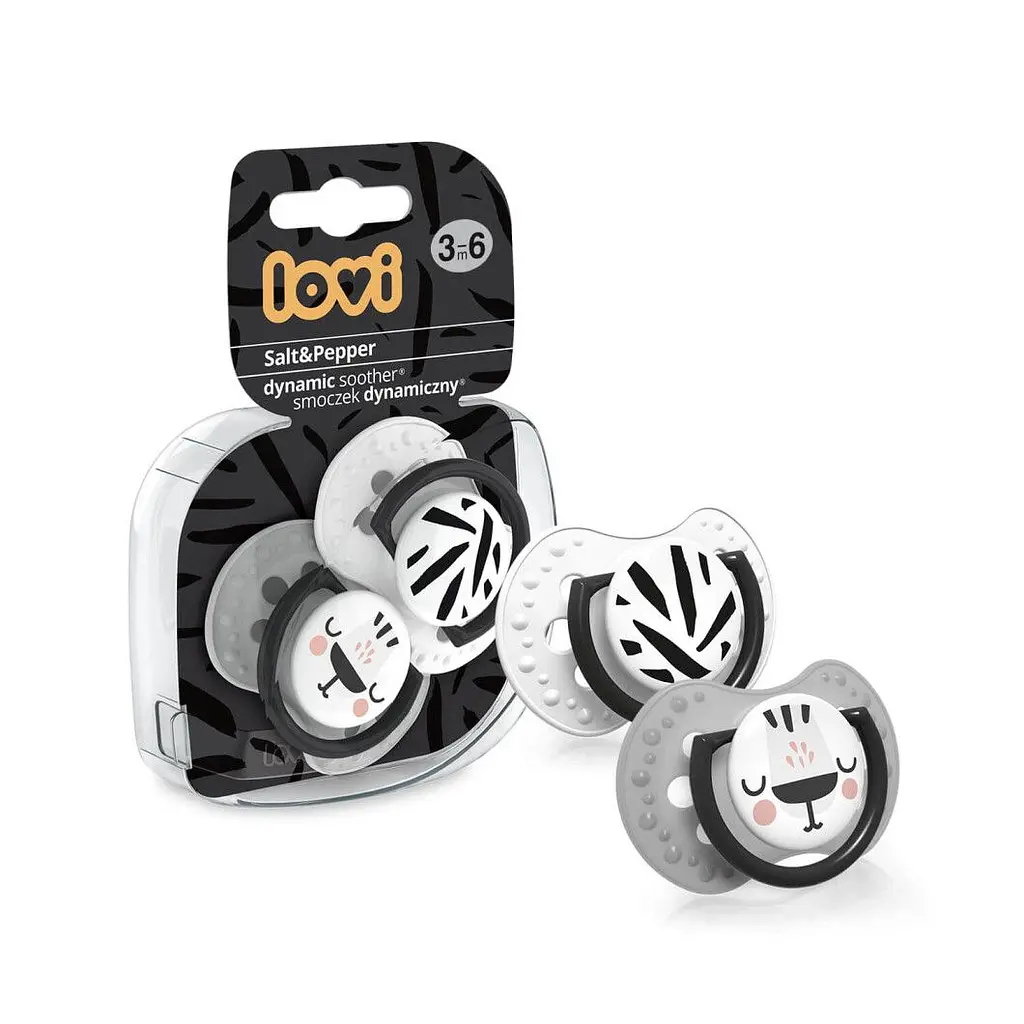 Пустушка силіконова симетрична Lovi Salt&Pepper, 6-18 міс., 2 шт., сірий (22/879) - фото 2