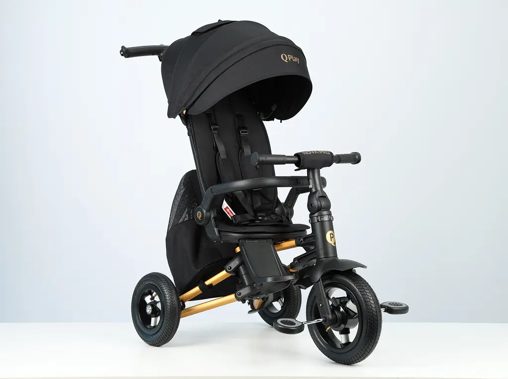 Велосипед складаний триколісний дитячий Qplay Nova Pro з надувними колесами Gold Matt - Black (S800NovaProGoldBlack) - фото 7