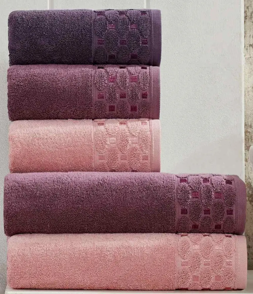 Набір махрових турецьких рушників Zeron 50х90 3 штуки + 70х140 3 штуки Microcotton Puanli Desen - фото 4