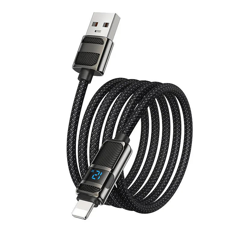 Дата кабель Hoco U137 Line with display USB to Lightning 2.4A/12W (1.2m) Black - фото 4
