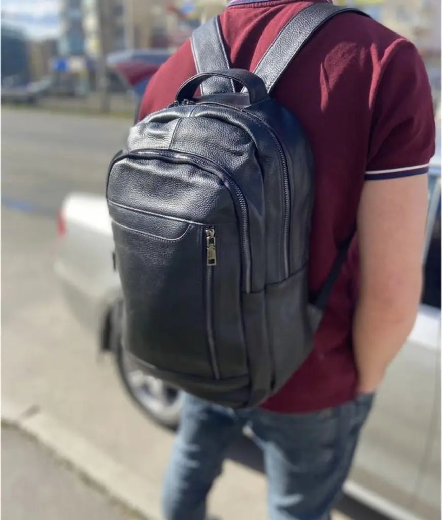Міський чоловічий рюкзак шкіряний чорний Tiding Bag B2-03555A - фото 7