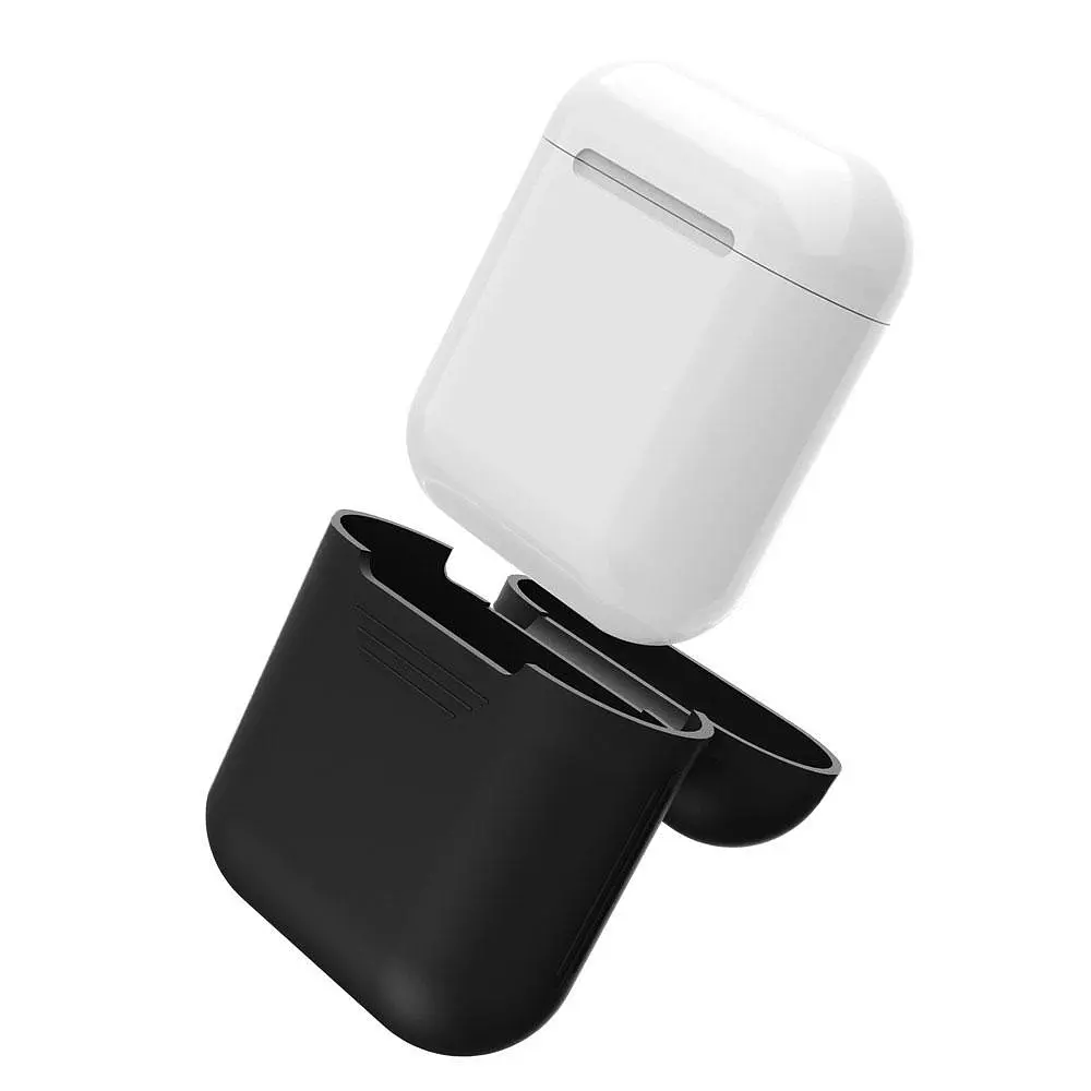 Силиконовый чехол для наушников Airpods 1/2 черный чехол для аирподс футляр для наушников air pods - фото 5