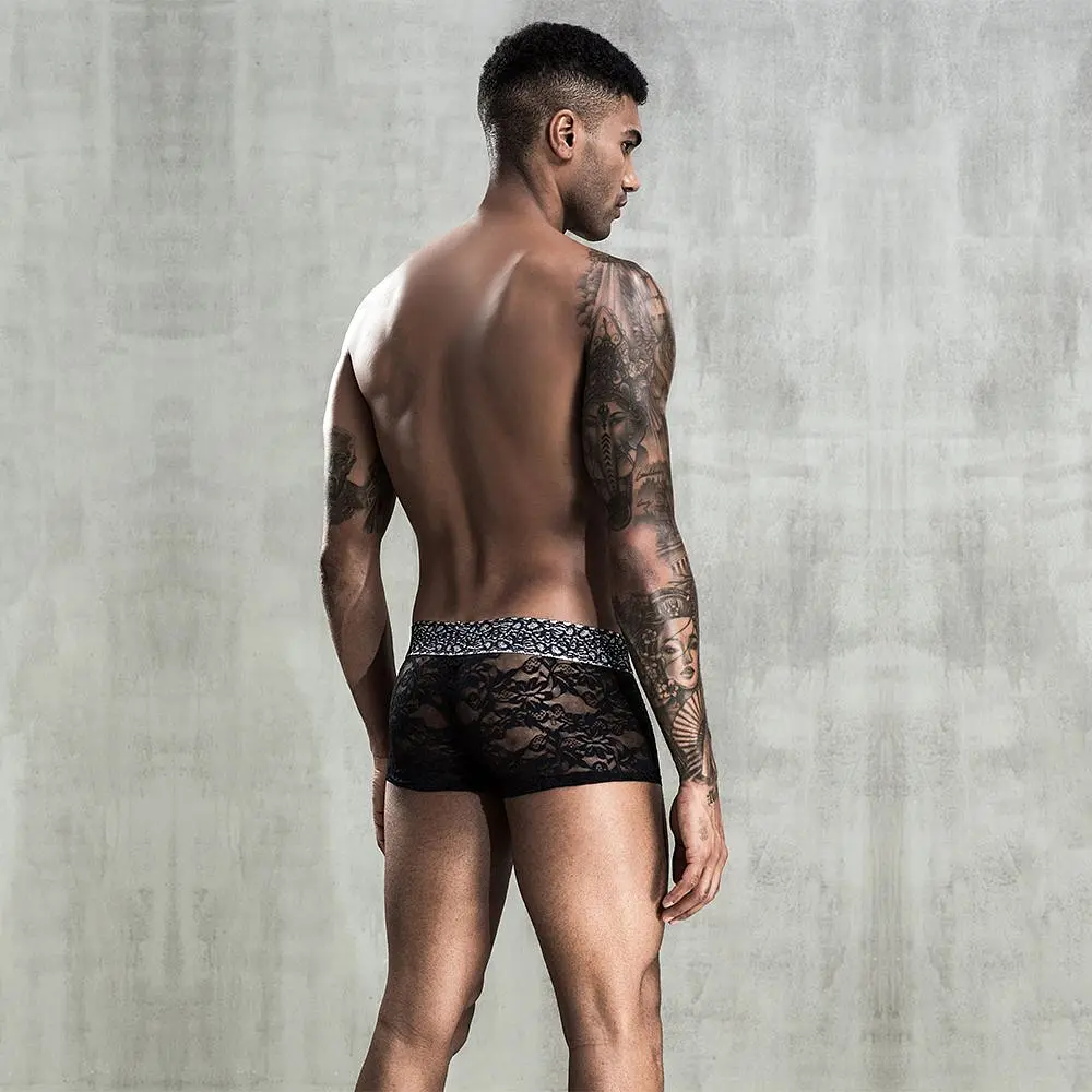 Чоловічі мереживні труси боксери, One Size Black - фото 3