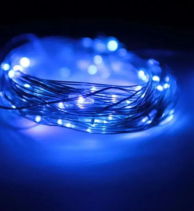 Світлодіодна гірлянда нитка крапля роси 4.5 м 50led батарейки Blue - фото 2