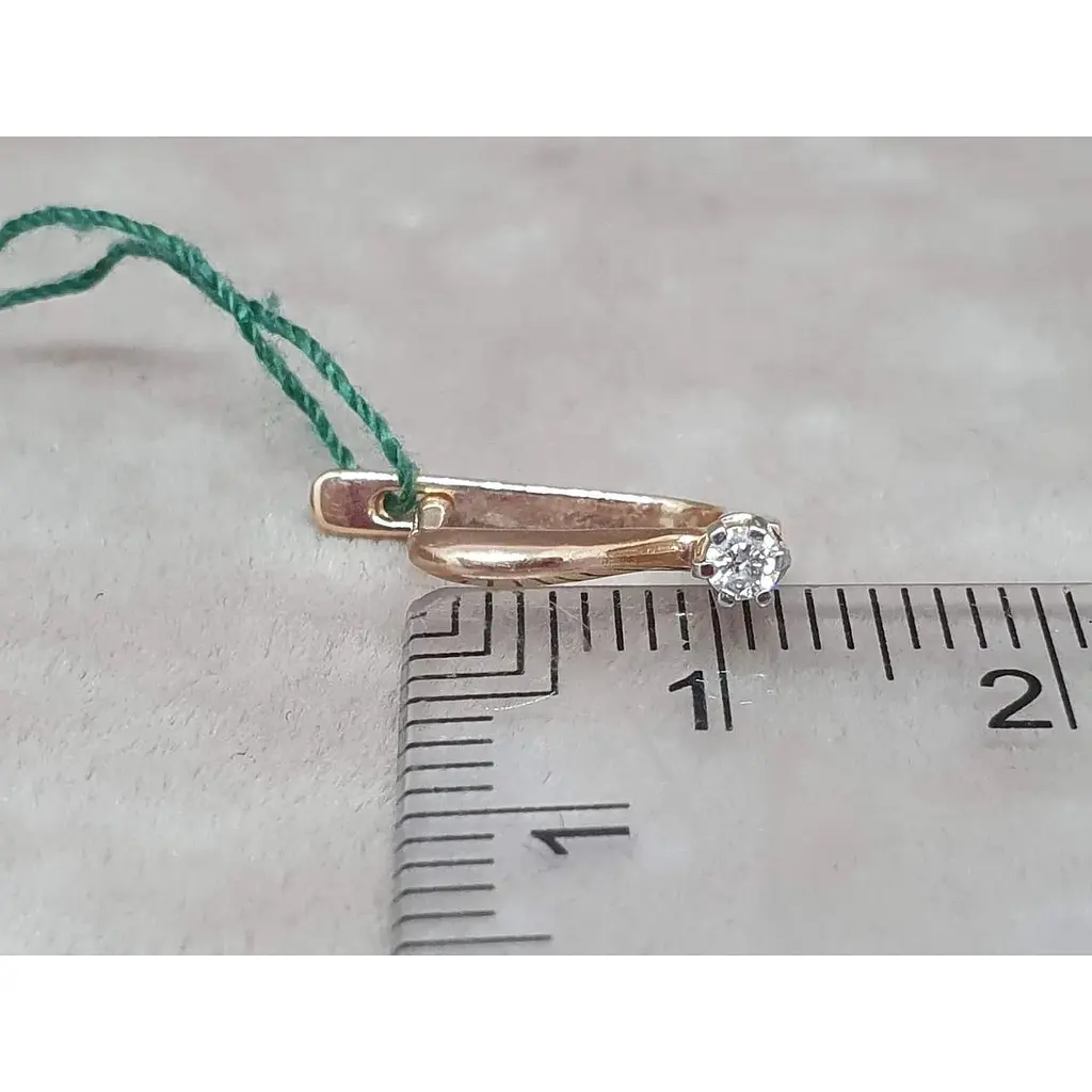 Золоті сережки ЮЗ "Багет" з діамантами. 2578 - фото 5