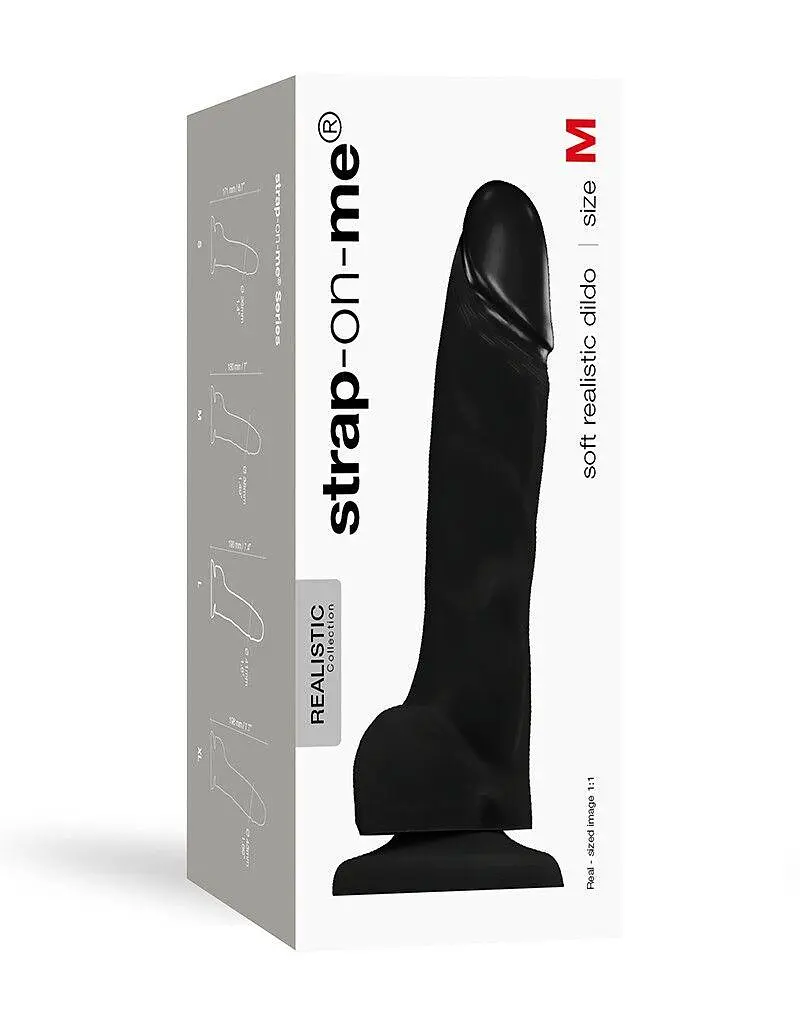 Реалістичний фалоімітатор Strap-On-Me SOFT REALISTIC DILDO Black - Size M - фото 3